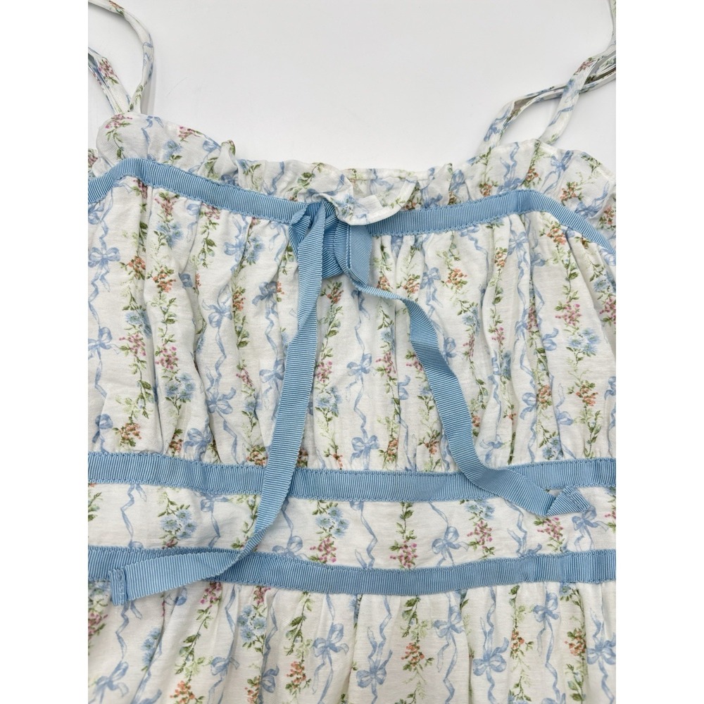 Blu Pepper Floral Ribbon Maxi Dress S Cottagecore Coquette Prairie Boho 51" - Picture 5 of 9